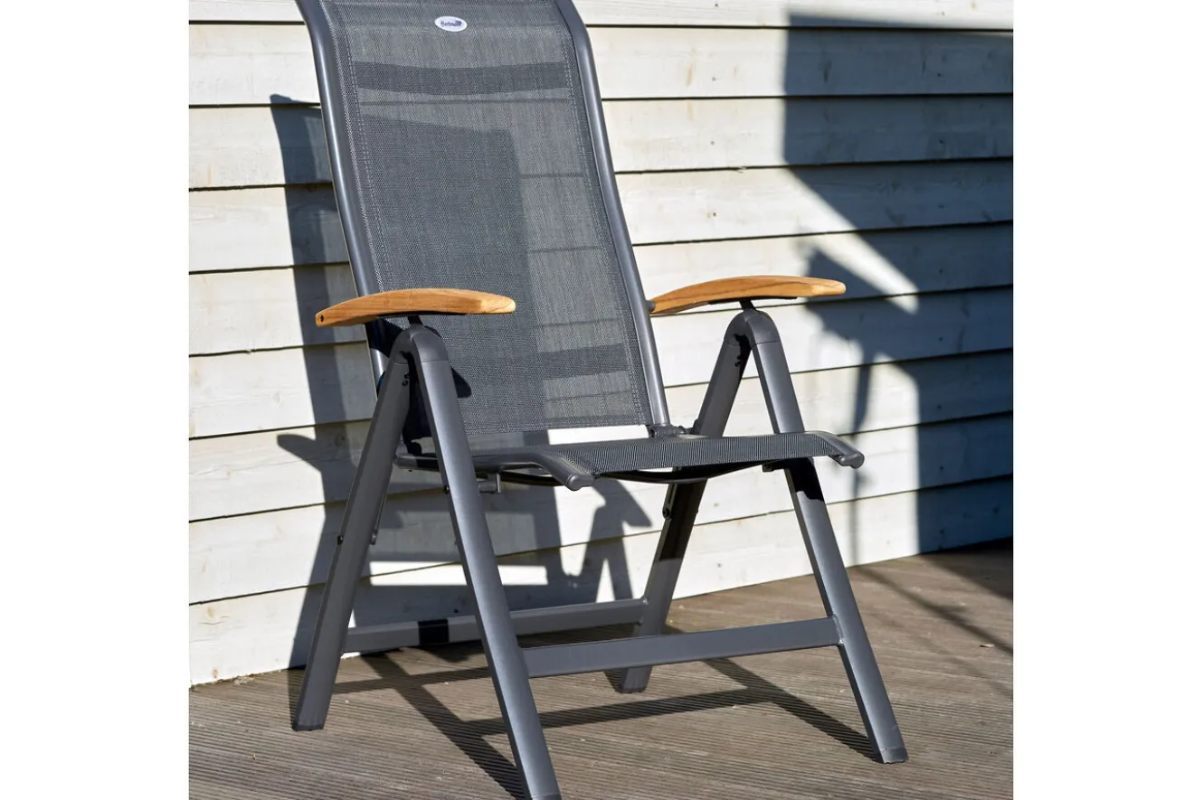 HARTMAN Alice/South Wales Garten-Essgruppe, xerix/natur, Alu/Teak/2x2 Textilen, 150/210x90 cm, 4 Klappstühle