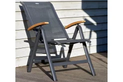 HARTMAN Alice/South Wales Garten-Essgruppe, xerix/natur, Alu/Teak/2x2 Textilen, 150/210x90 cm, 4 Klappstühle
