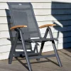 HARTMAN Alice/South Wales Garten-Essgruppe, xerix/natur, Alu/Teak/2x2 Textilen, 150/210x90 cm, 6 Klappstühle