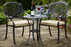 HARTMAN Amalfi Balkon-Set, bronze, Alu-Guss, Ø62cm, 2 Sessel inkl. Wendekissen