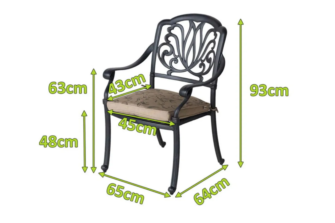 HARTMAN Amalfi Diningsessel, bronze, Alu-Guss, inkl. Wendekissen