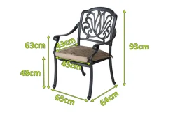 HARTMAN Amalfi Diningsessel, bronze, Alu-Guss, inkl. Wendekissen