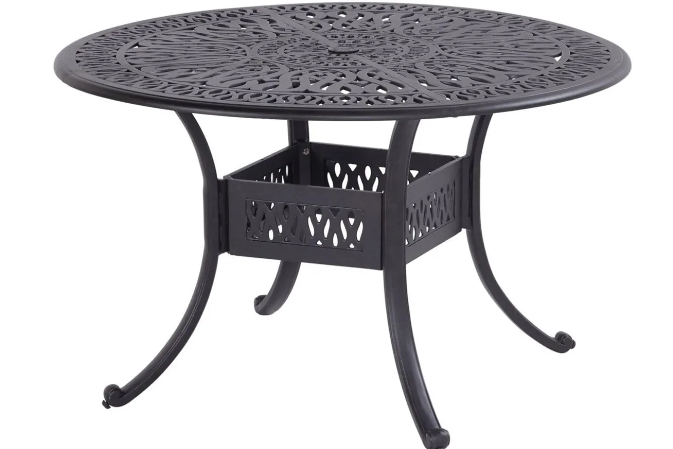 HARTMAN Amalfi Garten-Essgruppe, bronze, Alu-Guss, Ø120cm, 4 Sessel inkl. Wendekissen