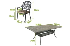 HARTMAN Amalfi Garten-Essgruppe, bronze, Alu-Guss, 8 Diningsessel