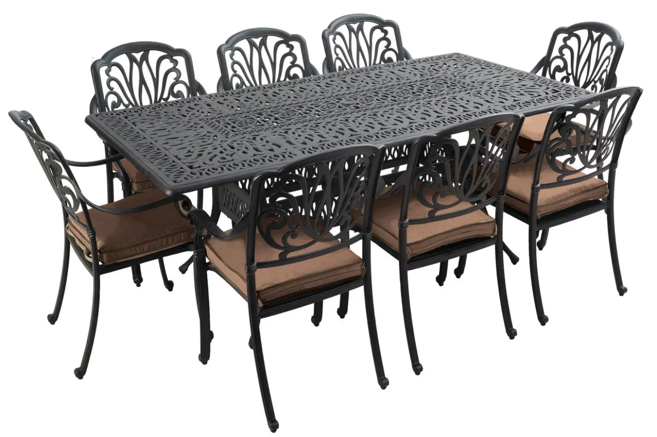 HARTMAN Amalfi Garten-Essgruppe, bronze, Alu-Guss, 8 Diningsessel