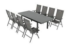 HARTMAN Aruba Garten-Essgruppe, xerix, Alu/Textilene, Tisch 180/240x100cm, 8 Klappstühle