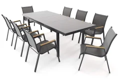 Hartman Aruba Garten-Essgruppe, 8 Personen, ausziehbarer Tisch 180–240 cm, Aluminium/Teak FSC®-zertifiziert