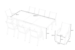 Hartman Aruba Garten-Essgruppe, 8 Personen, ausziehbarer Tisch 180–240 cm, Aluminium/Teak FSC®-zertifiziert