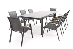 Hartman Aruba Garten-Essgruppe, 8 Personen, ausziehbarer Tisch 180–240 cm, Aluminium/Teak FSC®-zertifiziert