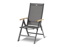 HARTMAN Aruba/Provence Garten-Essgruppe, xerix/natur, Alu/Textilene/Teak, Ø150 cm, 5 Klappstühle, Eisbox