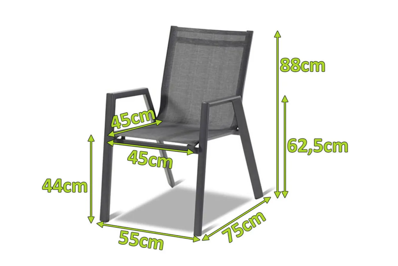 HARTMAN Aruba Stapelsessel, xerix/anthrazit, Alu/Textilene, 75x55x88cm