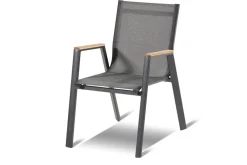 HARTMAN Aruba Teak Garten-Essgruppe, xerix, Alu/Textilene, Tisch 180/240x100cm, 6 Stapel-, 2 Klappstühle