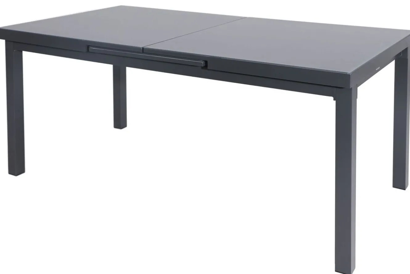 HARTMAN Aruba Teak Garten-Essgruppe, xerix, Alu/Textilene, Tisch 180/240x100cm, 6 Stapelsessel