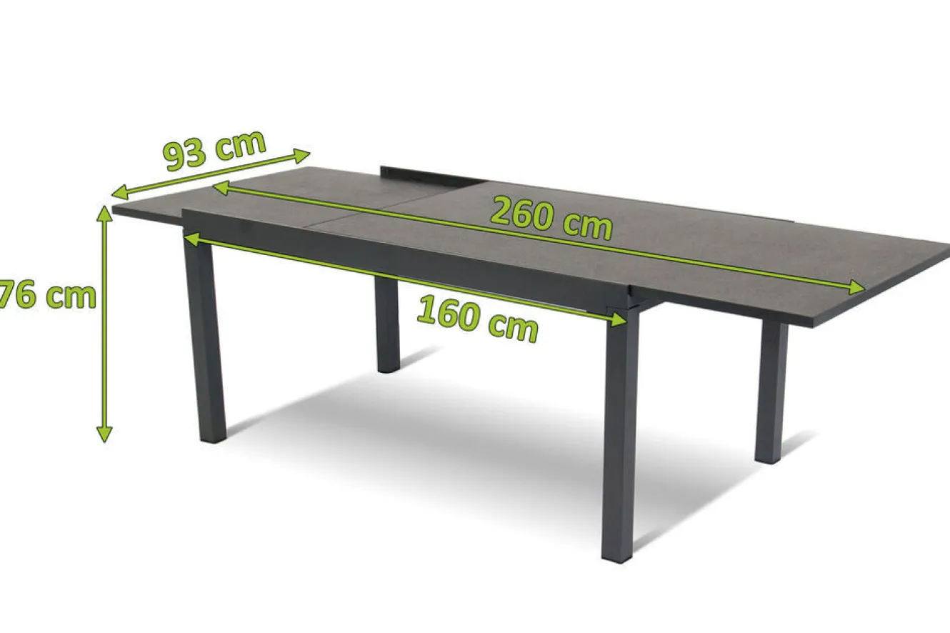 HARTMAN Ausziehtisch Tipperary xerix/stone grey, Aluminium/HPL, 160/260x93cm