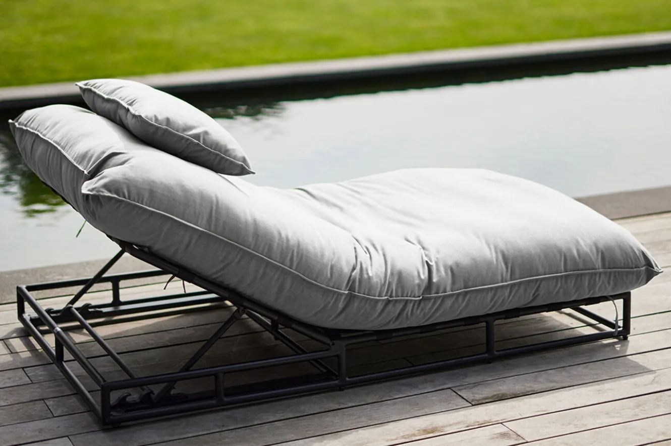 HARTMAN Emma Loungeliege, schwarz/marmor, Alu/Sunbrella, 196x125x41 cm, Rückenlehne verstellbar