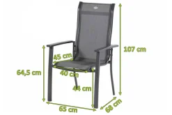 HARTMAN 4er Set Alice Comfort Stapelsessel, xerix/anthrazit, Alu/Textilene, 68x65x107cm