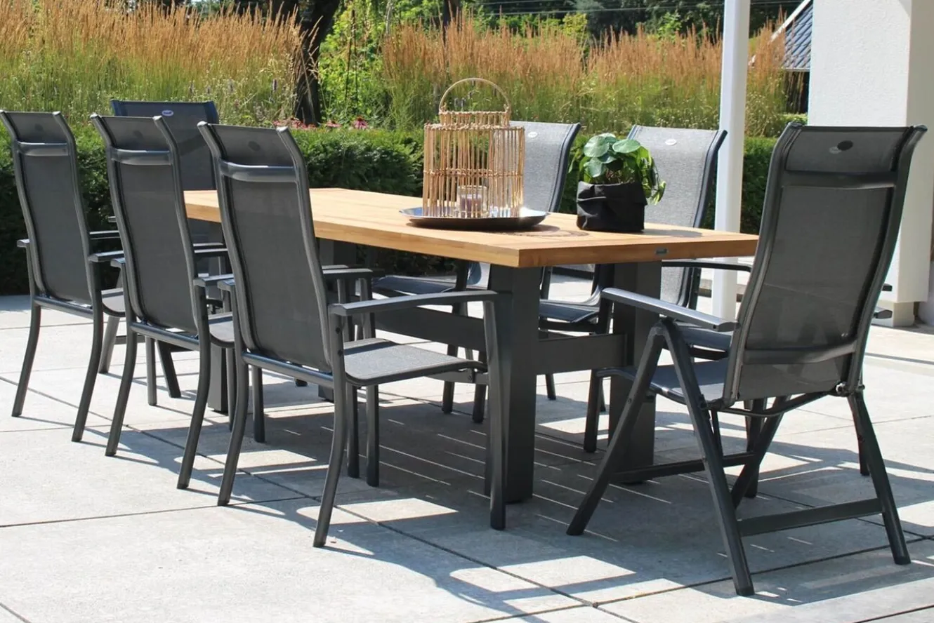 HARTMAN 4er Set Alice Comfort Stapelsessel, xerix/anthrazit, Alu/Textilene, 68x65x107cm