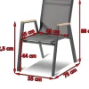 HARTMAN 4er Set Aruba Stapelsessel, xerix/anthrazit, Alu/Textilene, mit Teak-Armlehnen
