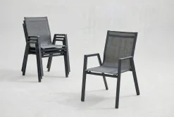 HARTMAN 4er Set Aruba Stapelsessel, xerix/anthrazit, Alu/Textilene, 75x55x88cm