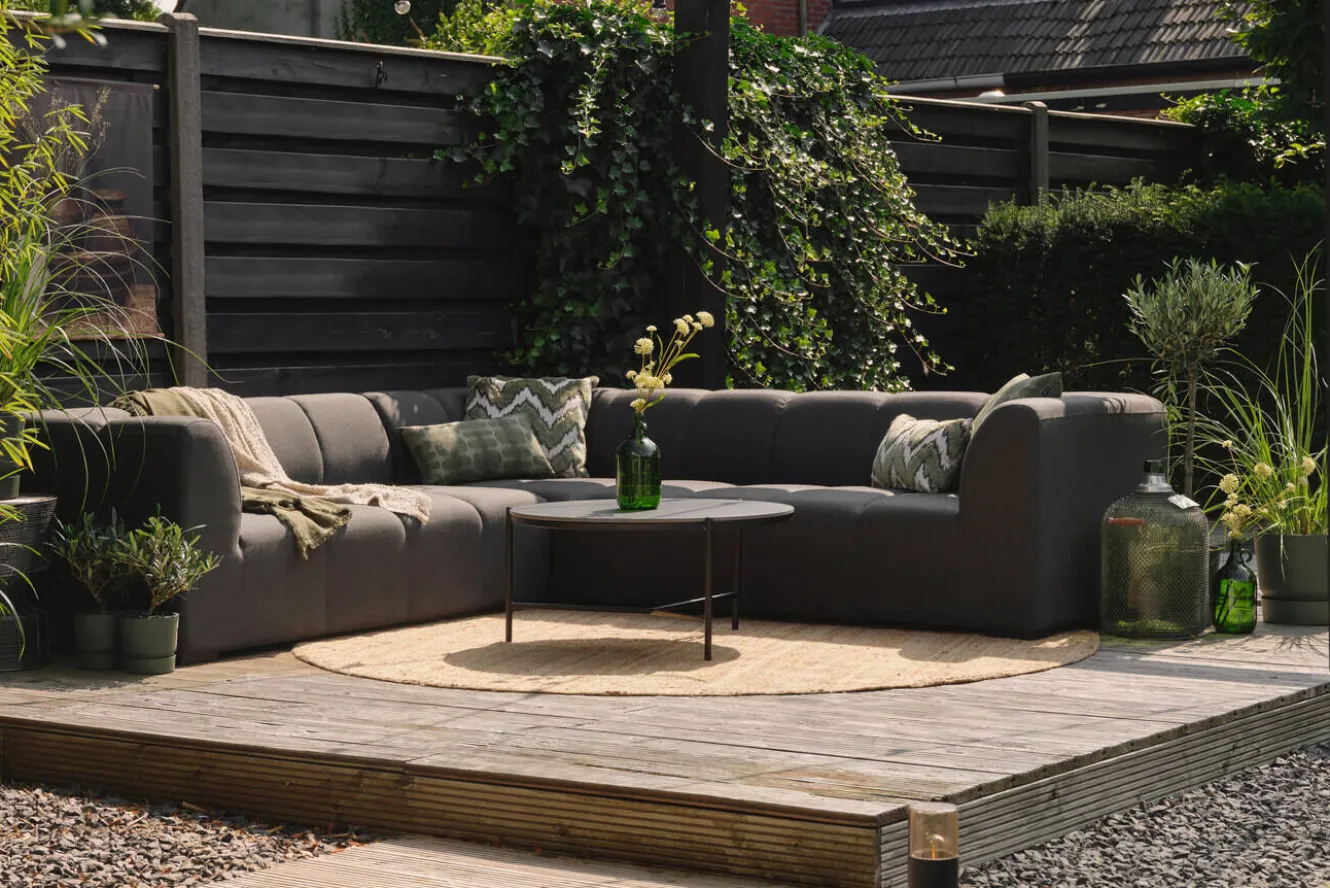 HARTMAN Finn Ecklounge, schwarz, Aluminium, Sunbrella, 6 Personen, UV-beständig und pflegeleicht