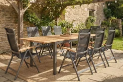 HARTMAN Garten-Essgruppe, xerix-anthrazit, Alu/Teakholz, 4x4 Textilen, 210/150x90 cm, 8 Personen
