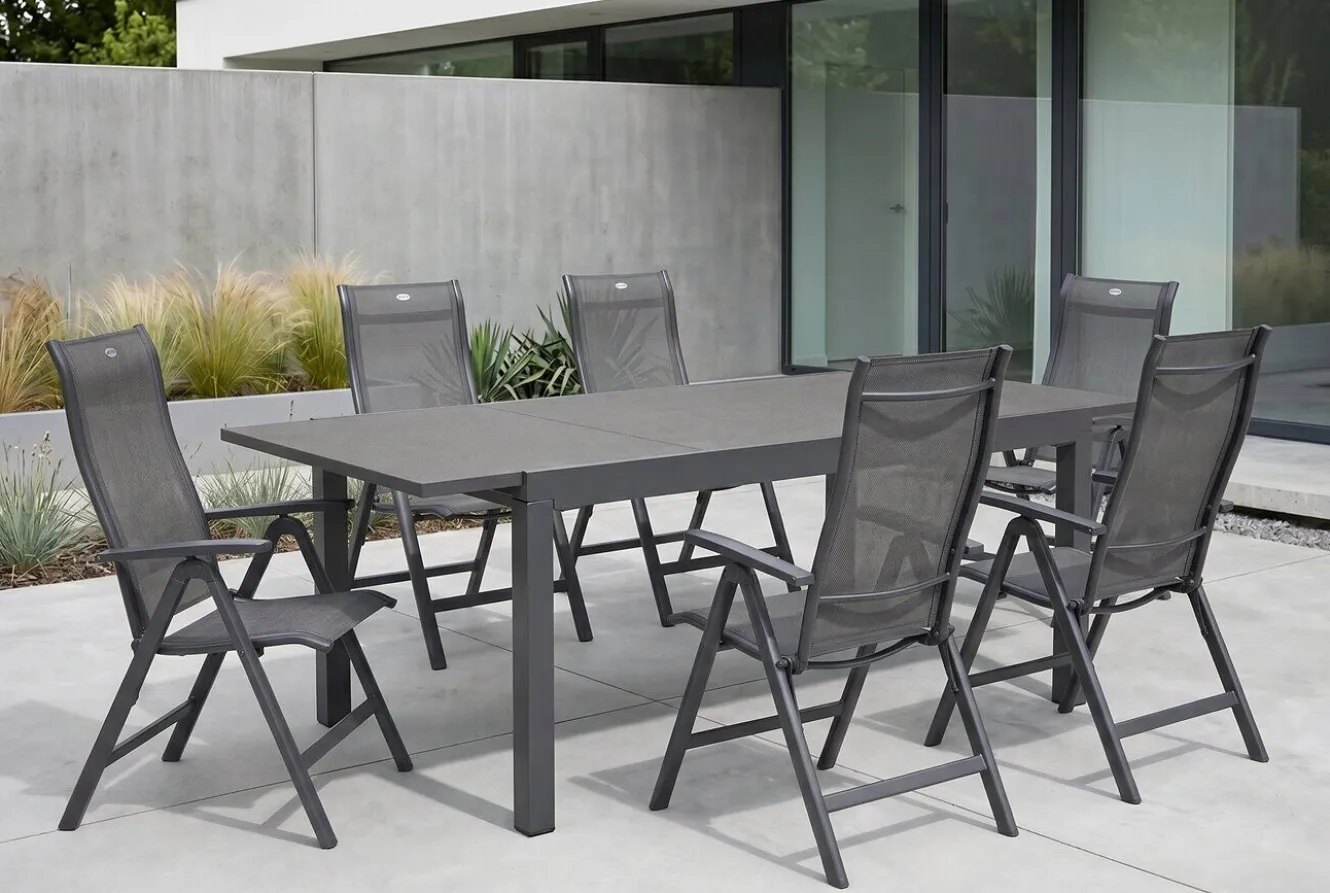 HARTMAN Garten-Essgruppe, xerix-anthrazit, Alu/HPL, 260/160x90 cm, 6 Hochlehner