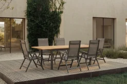 HARTMAN Garten-Essgruppe, xerix-anthrazit, Alu/Teakholz, 210/150x90 cm, 6 Personen