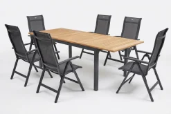 HARTMAN Garten-Essgruppe, xerix-anthrazit, Alu/Teakholz, 210/150x90 cm, 6 Personen