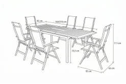 HARTMAN Garten-Essgruppe, xerix-anthrazit, Alu/Teakholz, 210/150x90 cm, 6 Personen