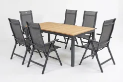 HARTMAN Garten-Essgruppe, xerix-anthrazit, Alu/Teakholz, 210/150x90 cm, 6 Personen
