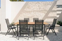 HARTMAN Garten-Essgruppe, xerix-anthrazit, Alu/Teakholz, 210/150x90 cm, 6 Personen