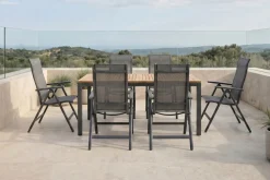 HARTMAN Garten-Essgruppe, xerix-anthrazit, Alu/Teakholz, 210/150x90 cm, 6 Personen