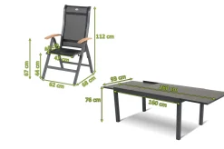 HARTMAN Garten-Essgruppe, xerix-anthrazit, Alu/HPL, 4x4 Textilen, 260/160x90 cm, 6 Personen