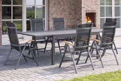 HARTMAN Garten-Essgruppe, xerix-anthrazit, Alu/HPL, 4x4 Textilen, 260/160x90 cm, 6 Personen