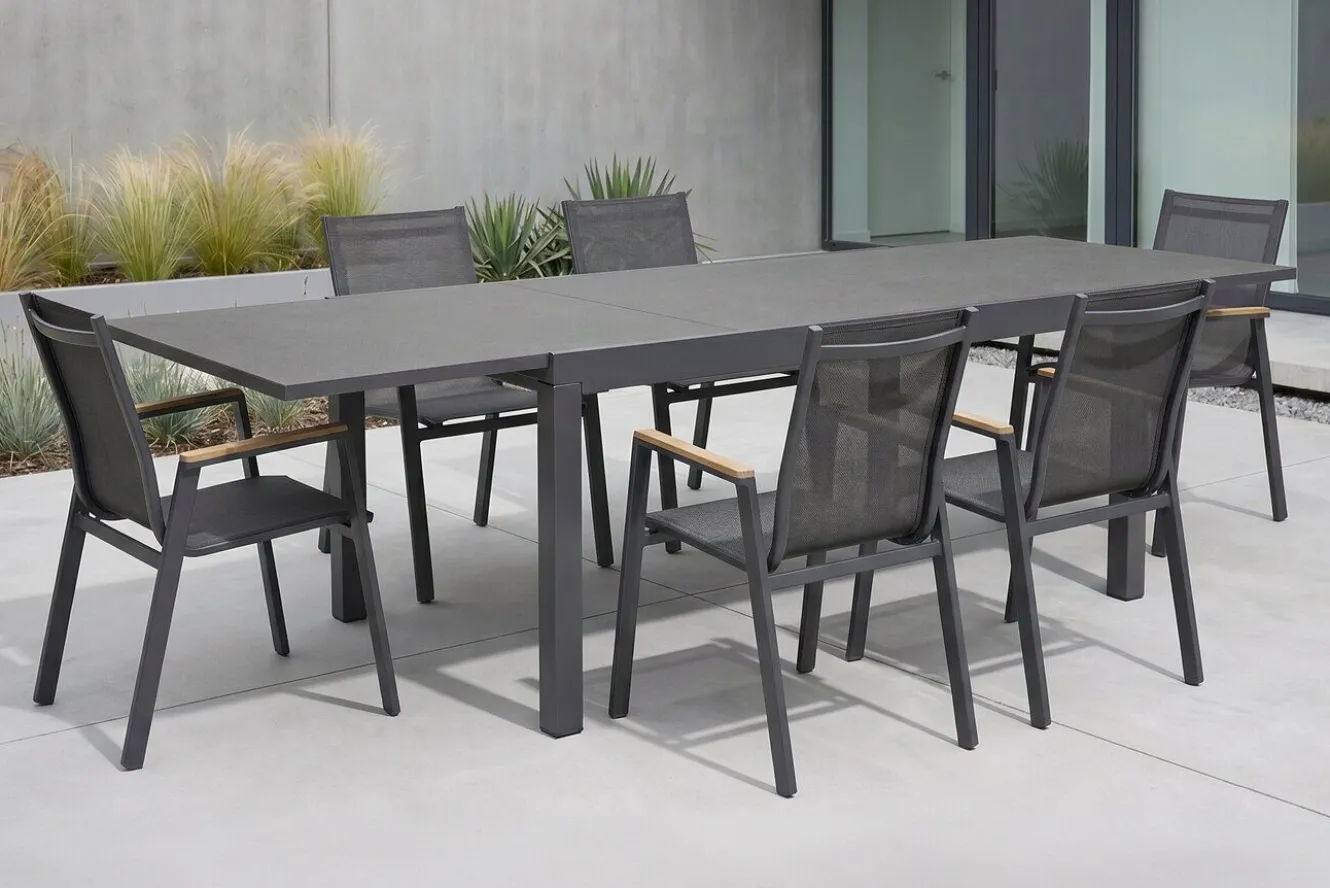HARTMAN Garten-Essgruppe, xerix-anthrazit, Alu/HPL, 260/160x90 cm, 6 Sessel