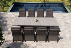 HARTMAN Nova Garten-Essgruppe, anthrazit/grau, Alu/Polyrattan/Glaskeramik, 220/280 x 100 cm, ausziehbarer Tisch, verstellbare Sessel