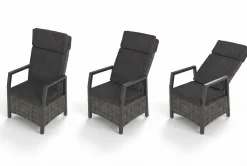 HARTMAN Nova Garten-Essgruppe, anthrazit/grau, Alu/Polyrattan/Glaskeramik, 220/280 x 100 cm, ausziehbarer Tisch, verstellbare Sessel