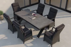 HARTMAN Nova Garten-Essgruppe, 6 Personen, ausziehbar, 220-280cm, Alu/Polyrattan/Glaskeramik