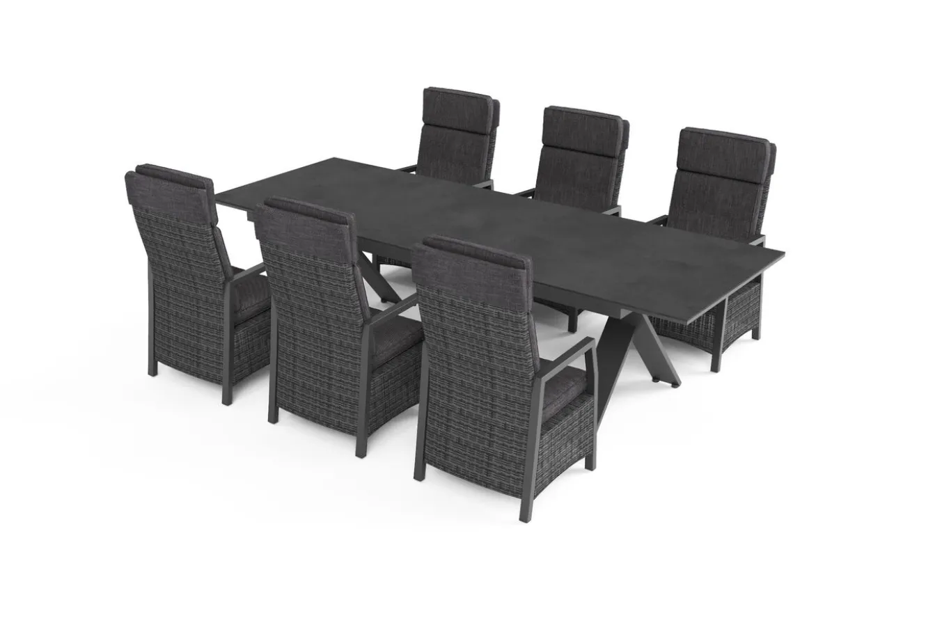 HARTMAN Nova Garten-Essgruppe, 6 Personen, ausziehbar, 220-280cm, Alu/Polyrattan/Glaskeramik