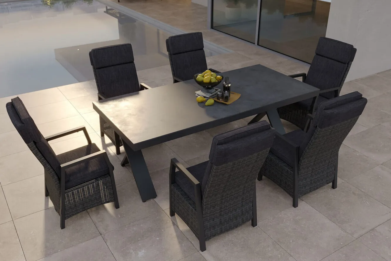 HARTMAN Nova Garten-Essgruppe, 6 Personen, ausziehbar, 220-280cm, Alu/Polyrattan/Glaskeramik