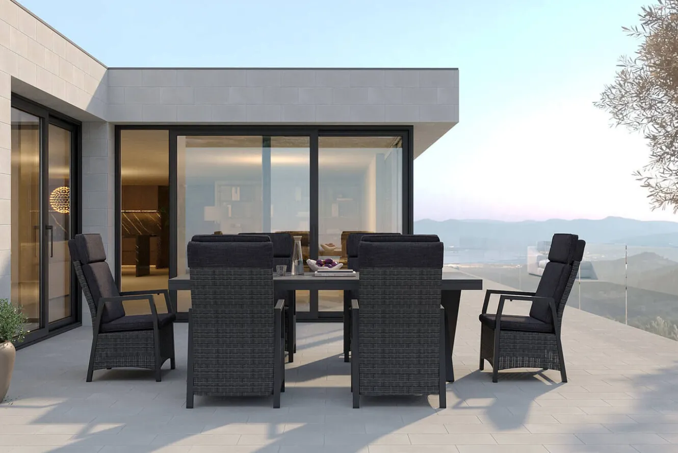 HARTMAN Nova Garten-Essgruppe, 6 Personen, ausziehbar, 220-280cm, Alu/Polyrattan/Glaskeramik