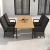HARTMAN Nova Garten-Essgruppe mit 4 Sesseln, anthrazit/grau, Alu/Polyrattan/Teak, 150/210 x 90 cm, ausziehbarer Tisch, verstellbare Rückenlehne
