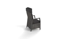 HARTMAN Nova Garten-Essgruppe mit 4 Sesseln, anthrazit/grau, Alu/Polyrattan/Teak, 150/210 x 90 cm, ausziehbarer Tisch, verstellbare Rückenlehne