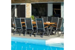 HARTMAN Primo Klappstuhl, xerix/anthrazit, Alu/Teak/Textilene, 71,5x70x112cm, verstellbar,Teak Armlehnen