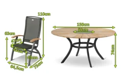 HARTMAN Provence / Da Vinci Garten-Essgruppe, xerix/anthrazit, Alu/Teakholz, 5 Klappstühle, Ø 150cm, inkl. Eiskühler