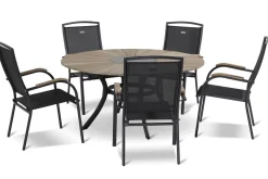 HARTMAN Provence Esstisch, xerix/natur, Alu/Teak, Ø150cm, inkl. Eiskühler