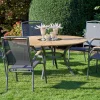 HARTMAN Provence / Raffaelo Garten-Essgruppe, xerix/anthrazit, Alu/Teakholz, 5 Stapelsessel, Ø150cm, inkl. Eiskühler