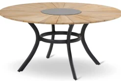 HARTMAN Provence / Raffaelo Garten-Essgruppe, xerix/anthrazit, Alu/Teakholz, 5 Stapelsessel, Ø150cm, inkl. Eiskühler