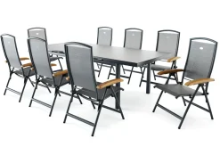 HARTMAN Raffaelo Garten-Essgruppe, xerix, Alu/Textilene, Tisch 180/240x100cm, 8 Klappstühle