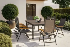 HARTMAN Raffaelo Garten-Essgruppe, xerix, Alu/Textilene, Tisch 180/240x100cm, 8 Klappstühle